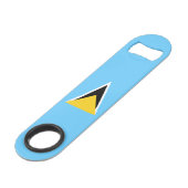 Saint Lucia Flag Speed Flessenopener (Voorkant Gekanteld)