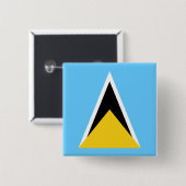 Saint Lucia Flag Vierkante Button 5,1 Cm (Voorkant /achterkant)