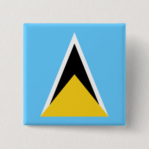 Saint Lucia Flag Vierkante Button 5,1 Cm