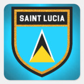 Saint Lucia Flag Vierkante Sticker (Voorkant)