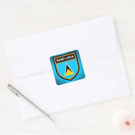Saint Lucia Flag Vierkante Sticker (Envelop)