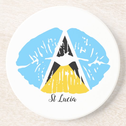 Saint Lucia Flag Zandsteen Onderzetter (Voorkant)