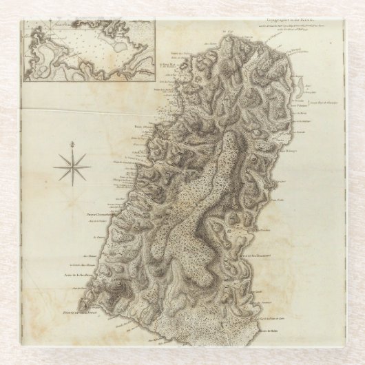 Saint Lucia Glazen Onderzetter (Voorkant)