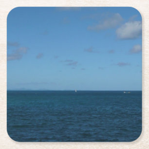 Saint Lucia Horizon Blue Ocean Kartonnen Onderzetters
