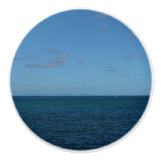 Saint Lucia Horizon Blue Ocean Keramische Knop (Voorkant)