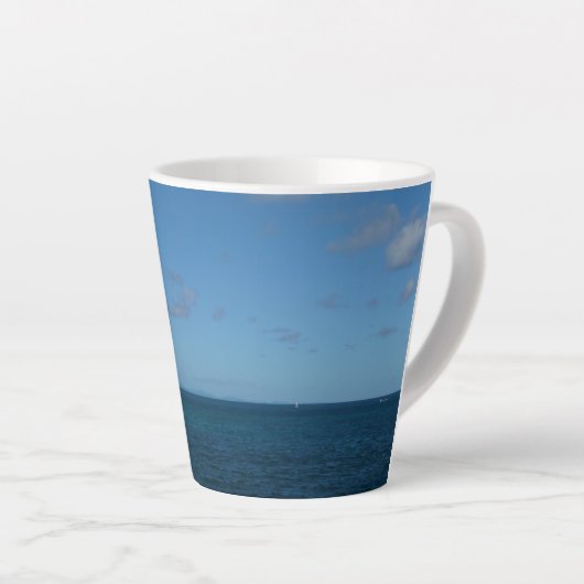 Saint Lucia Horizon Blue Ocean Latte Mok (Rechterhoek)