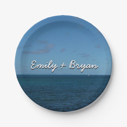 Saint Lucia Horizon Blue Ocean Papieren Bordje (Voorkant)