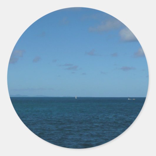 Saint Lucia Horizon Blue Ocean Ronde Sticker (Voorkant)