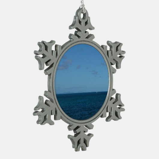 Saint Lucia Horizon Blue Ocean Tin Sneeuwvlok Ornament (Links)