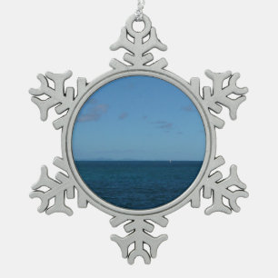 Saint Lucia Horizon Blue Ocean Tin Sneeuwvlok Ornament