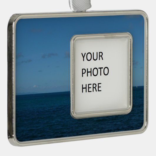 Saint Lucia Horizon Blue Ocean Verzilverd Omlijst Ornament (Rechts)