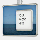 Saint Lucia Horizon Blue Ocean Verzilverd Omlijst Ornament (Links)