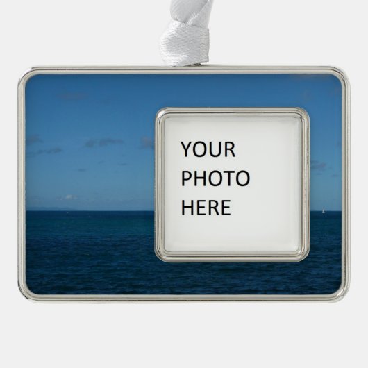 Saint Lucia Horizon Blue Ocean Verzilverd Omlijst Ornament (Voorkant)