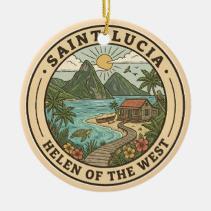 Saint Lucia Illustratie Reis Kunst Badge Keramisch Ornament