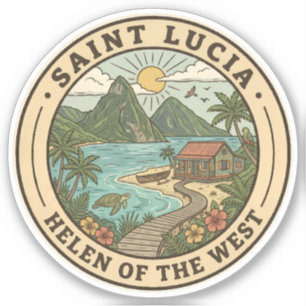 Saint Lucia Illustratie Reis Kunst Badge Sticker