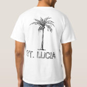 Saint Lucia kokout, zwart-wit ontwerp T-shirt (Achterkant)