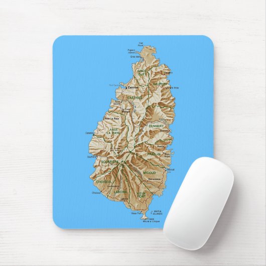 Saint Lucia Map Mousepad Muismat (Met muis)