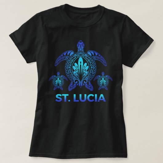 Saint Lucia Ocean Blue Zee Turtle Souvenirs T-shirt (Design voorkant)