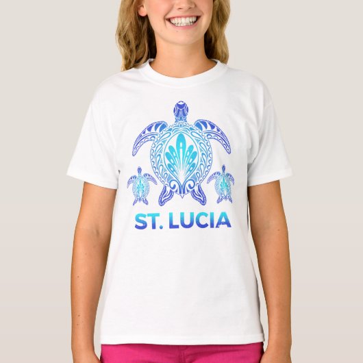 Saint Lucia Ocean Blue Zee Turtle Souvenirs T-shirt (Voorkant)