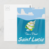Saint Lucia Oude vakantieposter Briefkaart (Voorkant / Achterkant)