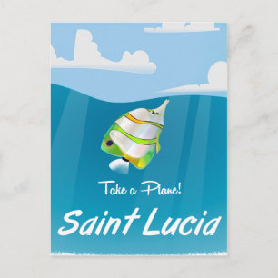 Saint Lucia Oude vakantieposter Briefkaart