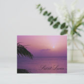 Saint Lucia Paarse Sunset Briefkaart (Staand voorkant)