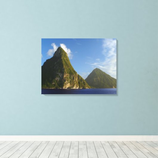 Saint Lucia Pitons Canvas Afdruk (Insitu (Houten vloer))