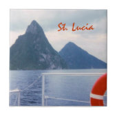 Saint Lucia Pitons uit de Zee Tile Tegeltje (Voorkant)