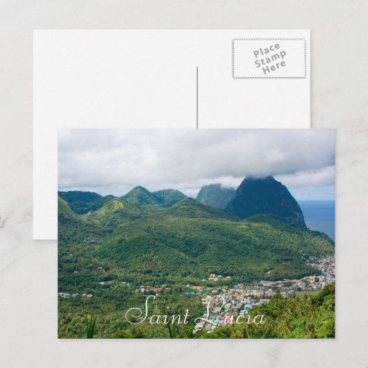 Saint Lucia, pitons van Soufriere Briefkaart (Voorkant / Achterkant)