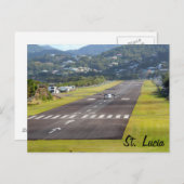 Saint Lucia Plane en Airstrip foto Briefkaart (Voorkant / Achterkant)