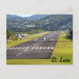 Saint Lucia Plane en Airstrip foto Briefkaart