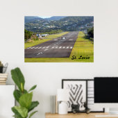 Saint Lucia Plane en Airstrip foto Poster (Thuiskantoor)