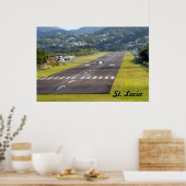 Saint Lucia Plane en Airstrip foto Poster (Keuken)