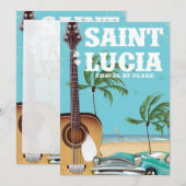 Saint Lucia retro Holiday poster art Feestdagenkaart (Voorkant / Achterkant)