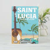 Saint Lucia retro Holiday poster art Feestdagenkaart (Staand voorkant)
