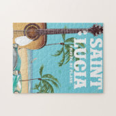 Saint Lucia retro vakantieposter kunst Legpuzzel (Horizontaal)