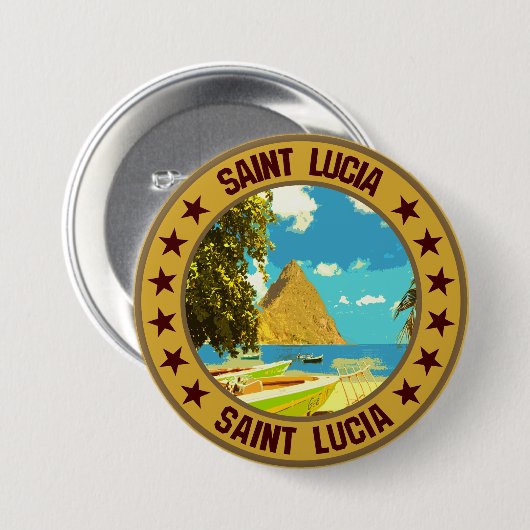 Saint Lucia Ronde Button 7,6 Cm (Voorkant /achterkant)