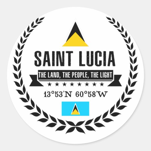 Saint Lucia Ronde Sticker (Voorkant)