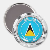 Saint Lucia Round Emblem Magneet (Voorkant / Achterkant)