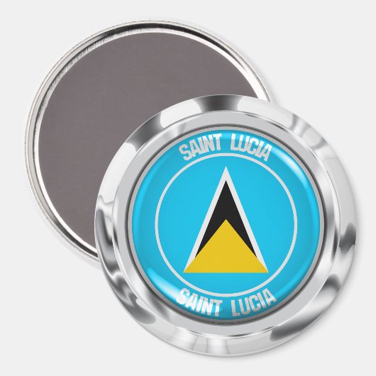 Saint Lucia Round Emblem Magneet (Voorkant / Achterkant)