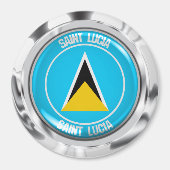 Saint Lucia Round Emblem Magneet (Voorkant)