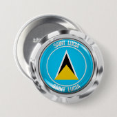 Saint Lucia Round Emblem Ronde Button 7,6 Cm (Voorkant /achterkant)