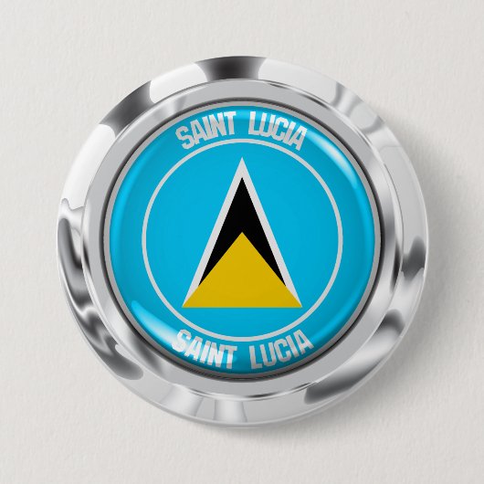 Saint Lucia Round Emblem Ronde Button 7,6 Cm (Voorkant)