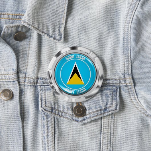 Saint Lucia Round Emblem Ronde Button 7,6 Cm (In situ)