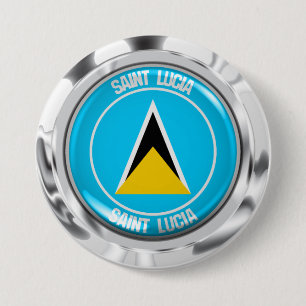 Saint Lucia Round Emblem Ronde Button 7,6 Cm