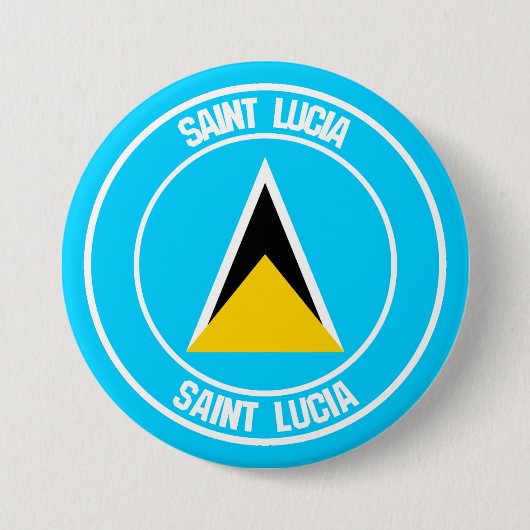 Saint Lucia Round Emblem Ronde Button 7,6 Cm (Voorkant)