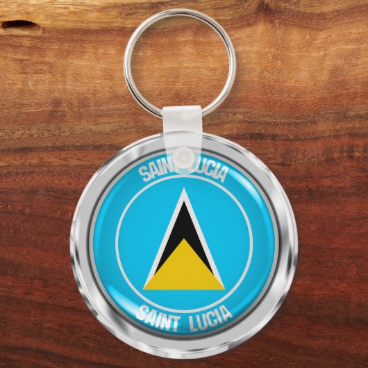 Saint Lucia Round Emblem Sleutelhanger (Voorkant)