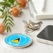 Saint Lucia Round Emblem Sleutelhanger (Zijkant)
