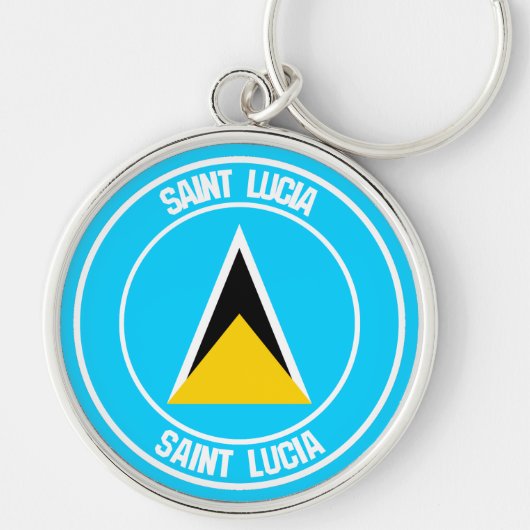 Saint Lucia Round Emblem Sleutelhanger (Voorkant)