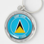 Saint Lucia Round Emblem Sleutelhanger (Voorkant)